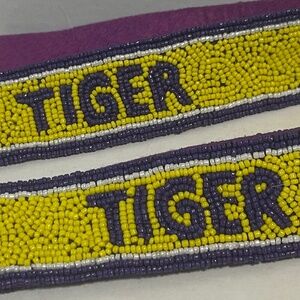 Purple and Yellow Tiger Beaded purse strap